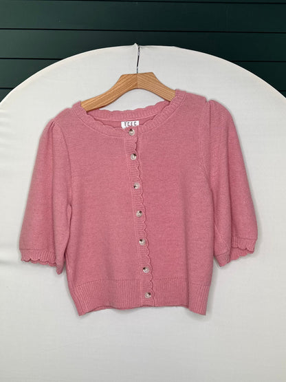 White button knit mid sleeve