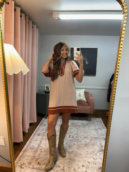BRICK STRIPED SHORT DRESS
