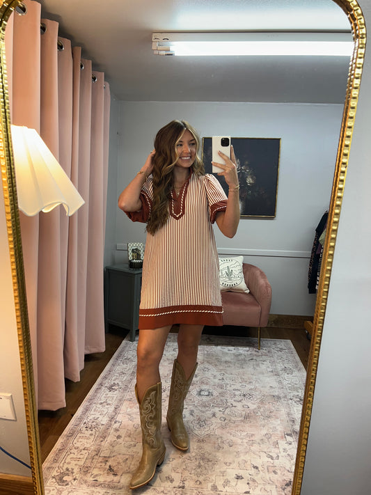 BRICK STRIPED SHORT DRESS