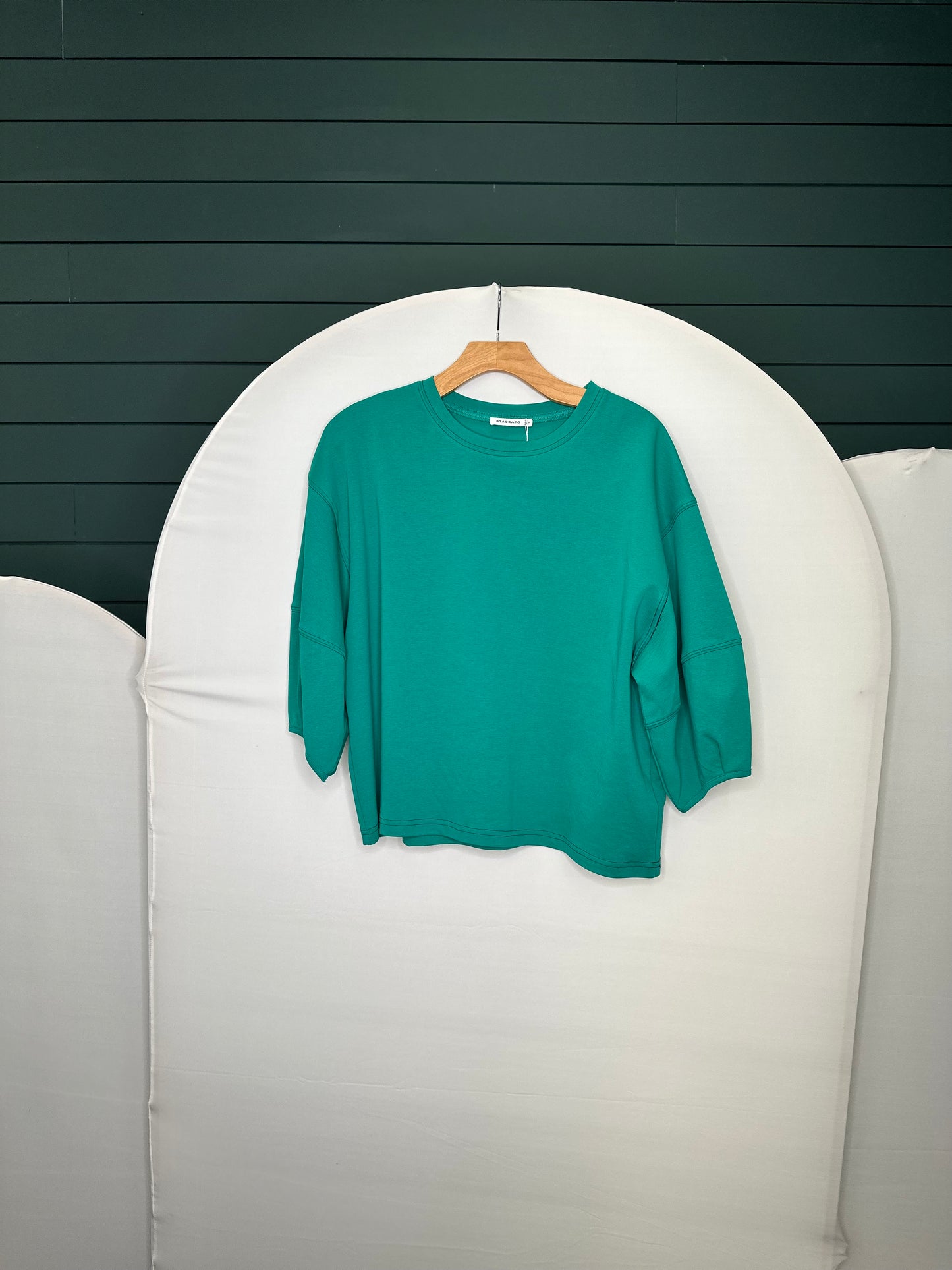 GREEN BOAT NECK 3/4 SLEEVE