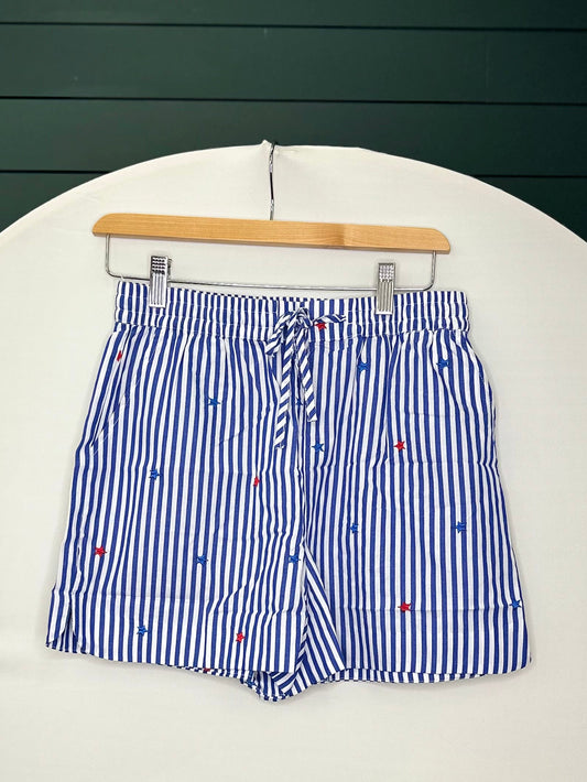 STRIPED STAR EMBROIDERED SHORT