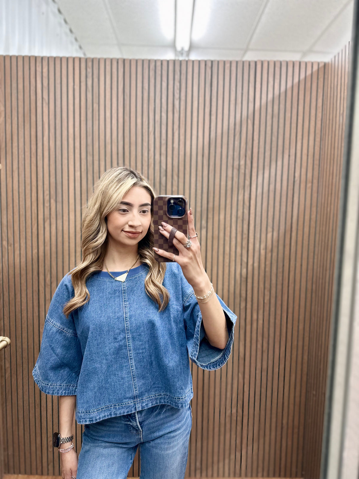 DENIM NECKBAND PULLOVER