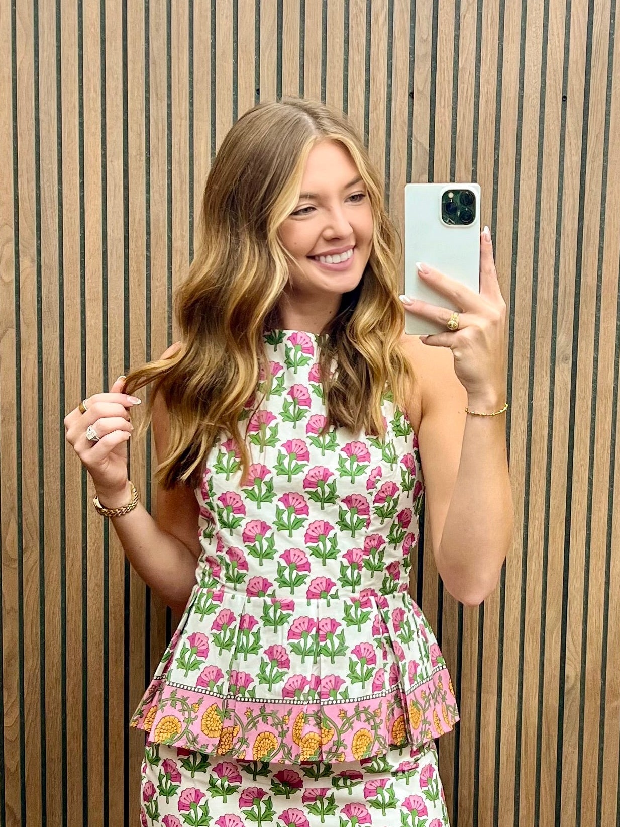 PINK FLORAL MINI HALTER TOP