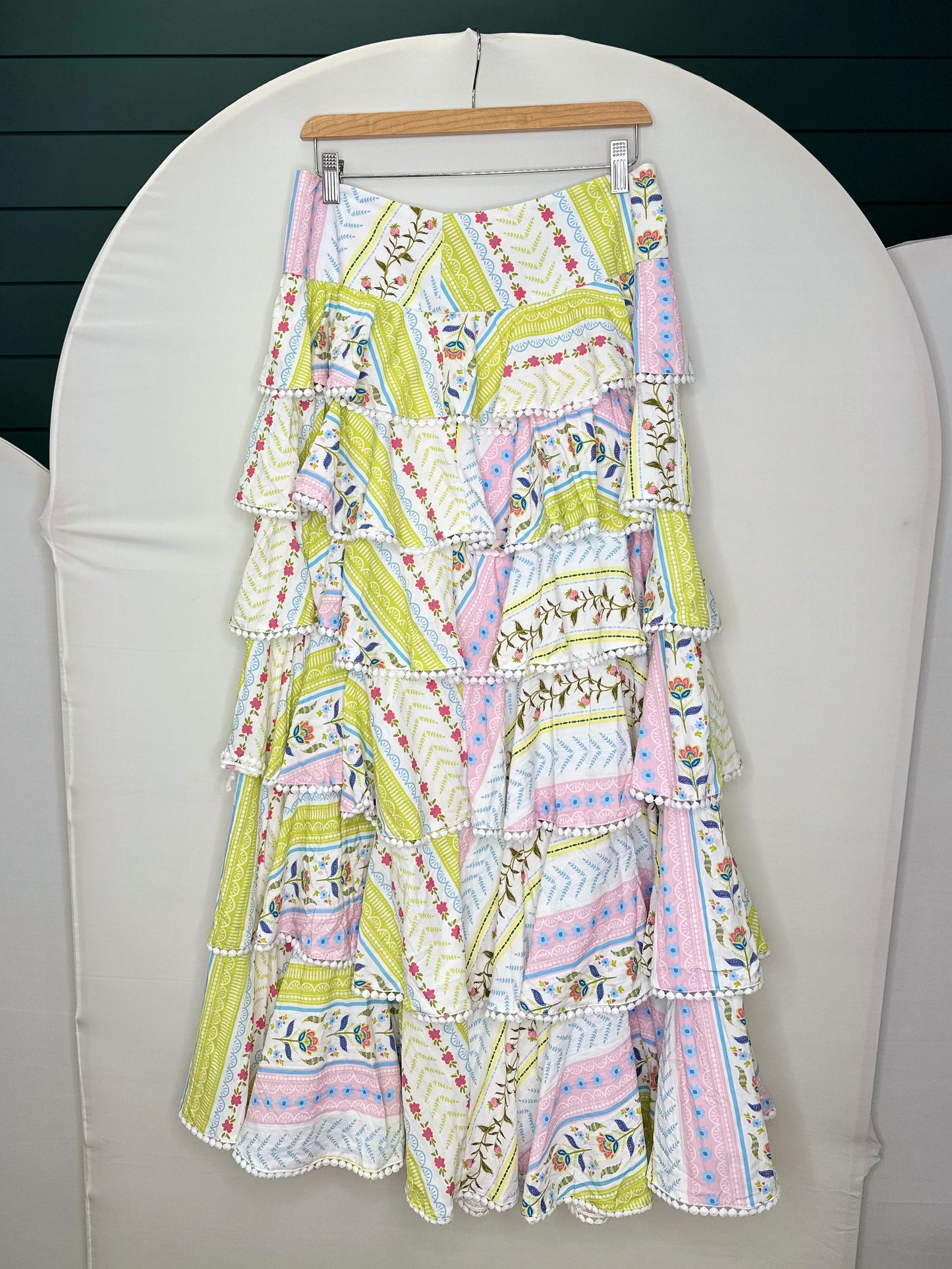 MULTI PRINT TIERED MAXI SKIRT