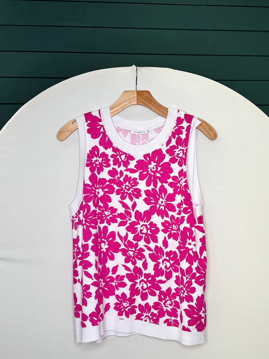 Magenta floral sweater tank