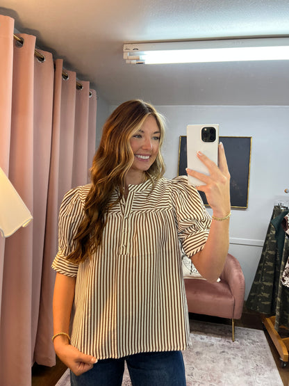 ANDY BROWN STRIPED BLOUSE