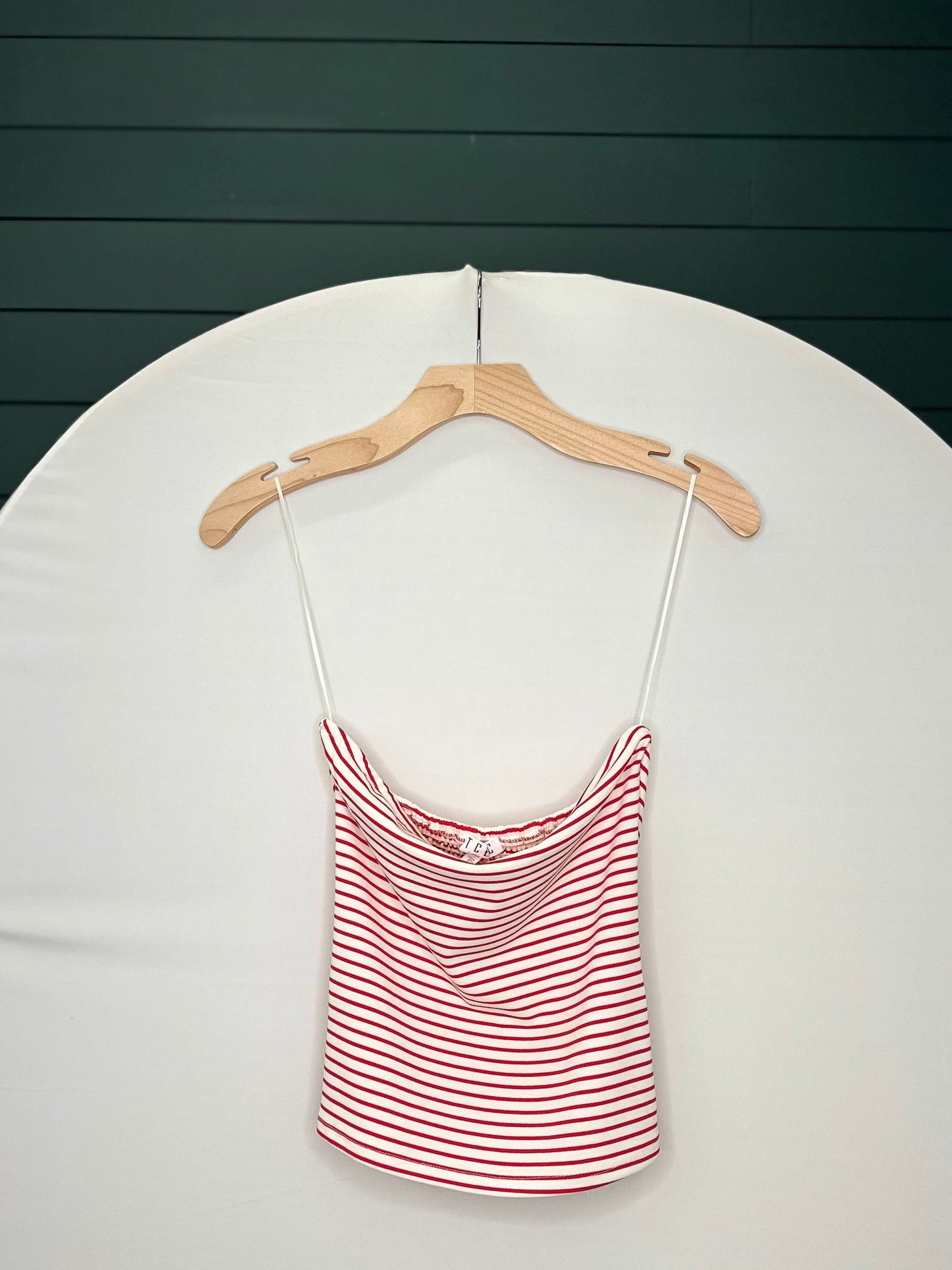 RED/CREAM STRIPED TUBE TOP