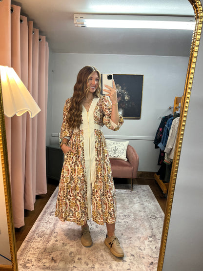 ECRU PAISLEY MAXI DRESS