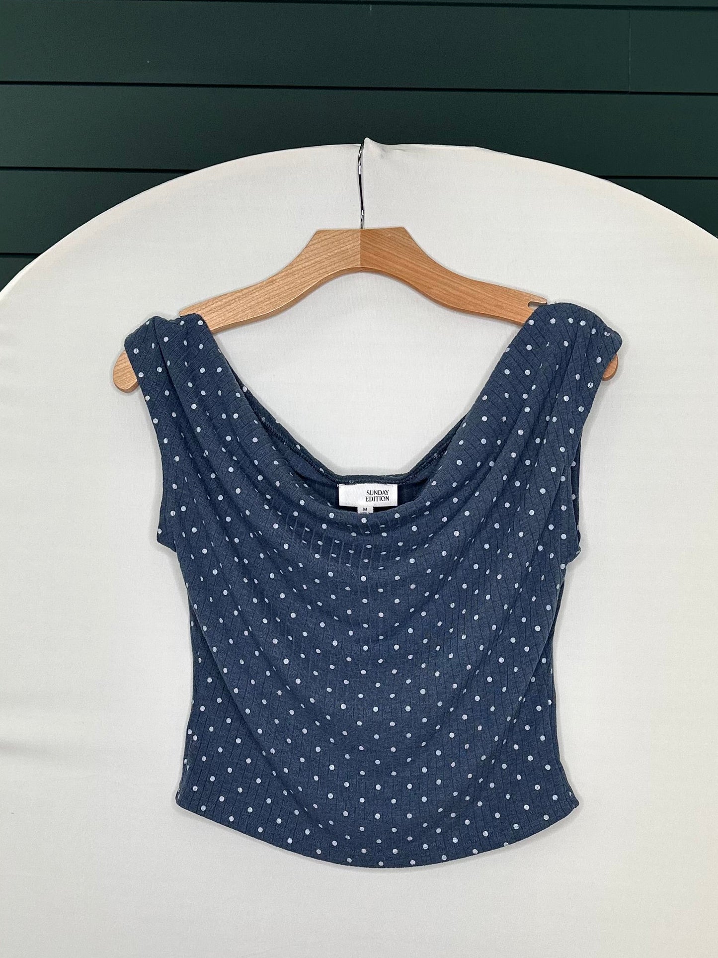 INDIGO/WHITE DOT SLOUCHY SHIRT