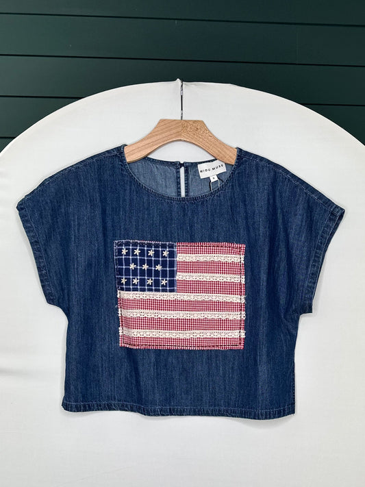 PATCHED FLAG DOLMAN TOP