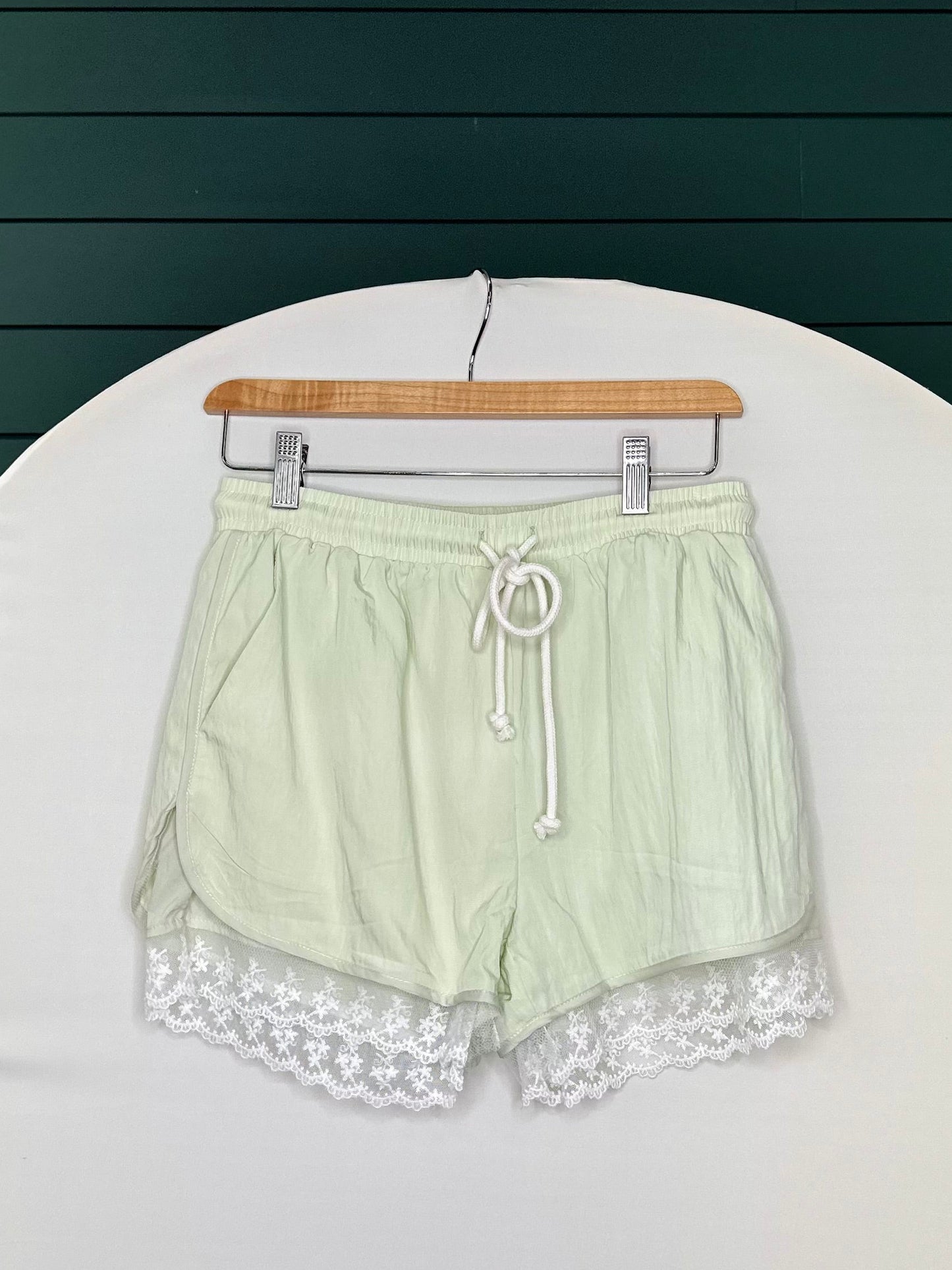 Pistachio lace shorts