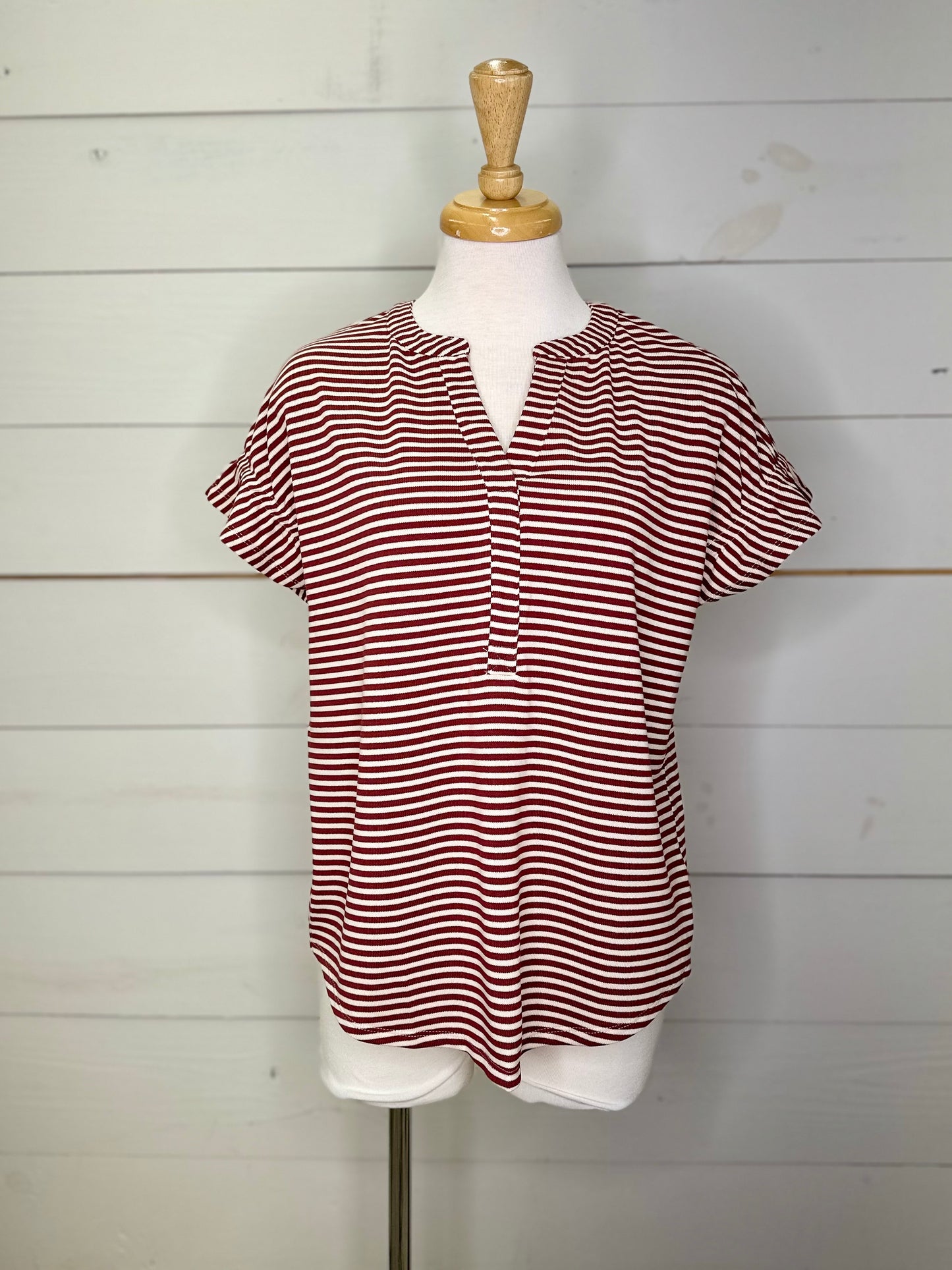 BRICK STRIPED SMOCK BACK BLOUSE