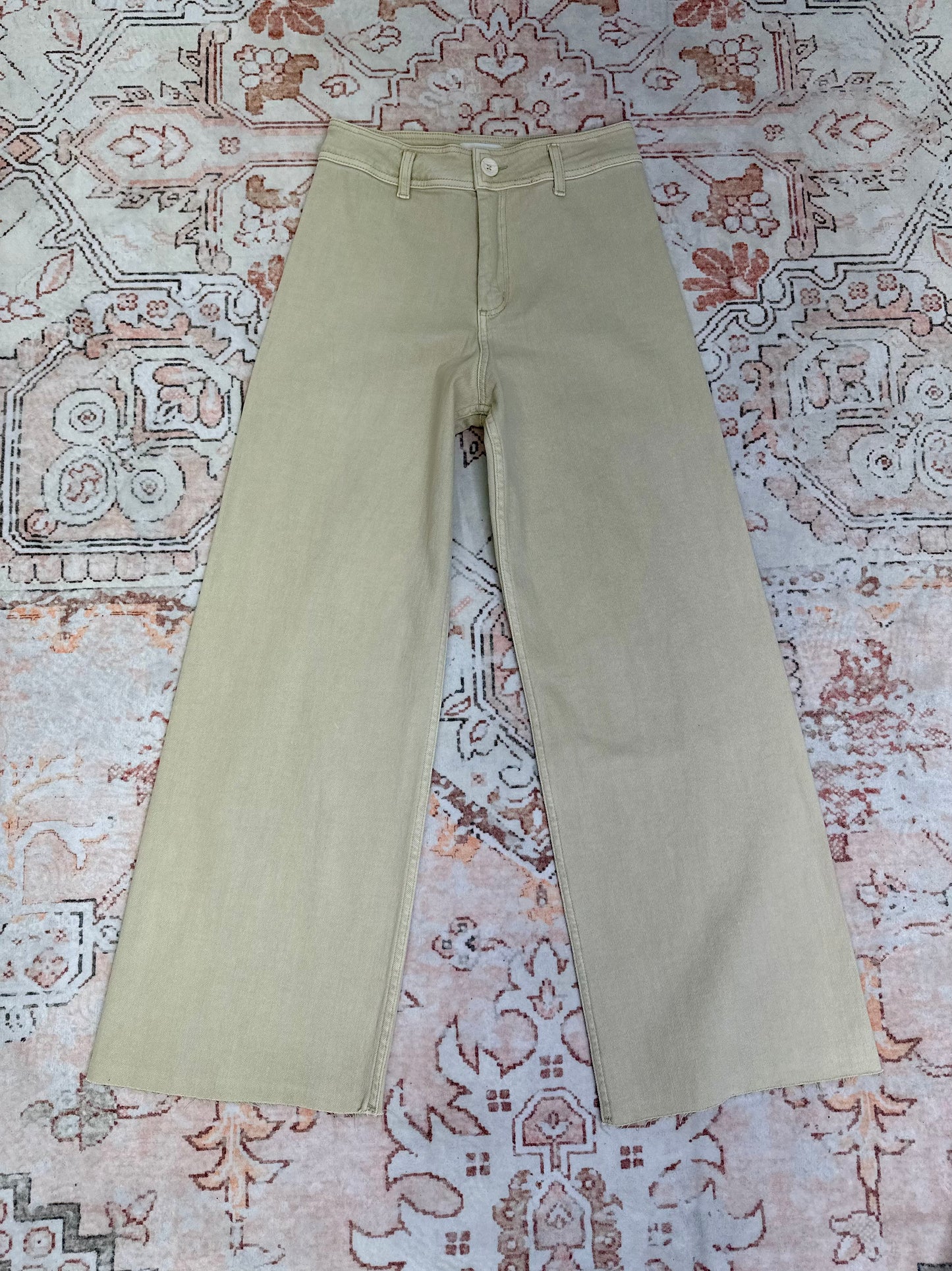 BEIGE STRAIGHT WIDE LEG PANT