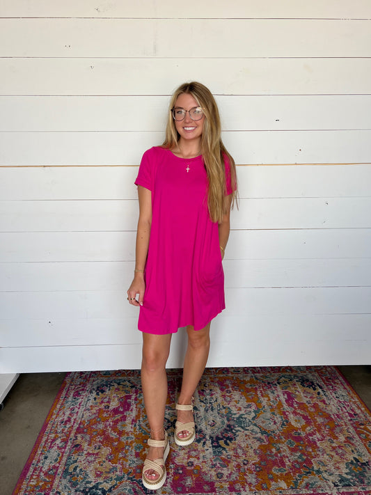CYNTHIA TSHIRT DRESS FUSCHIA