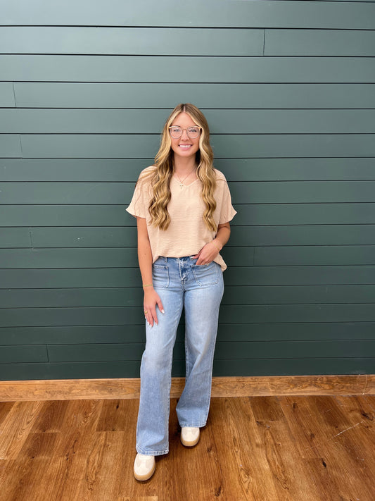 KORI TOAST VNECK RAVEN BLOUSE