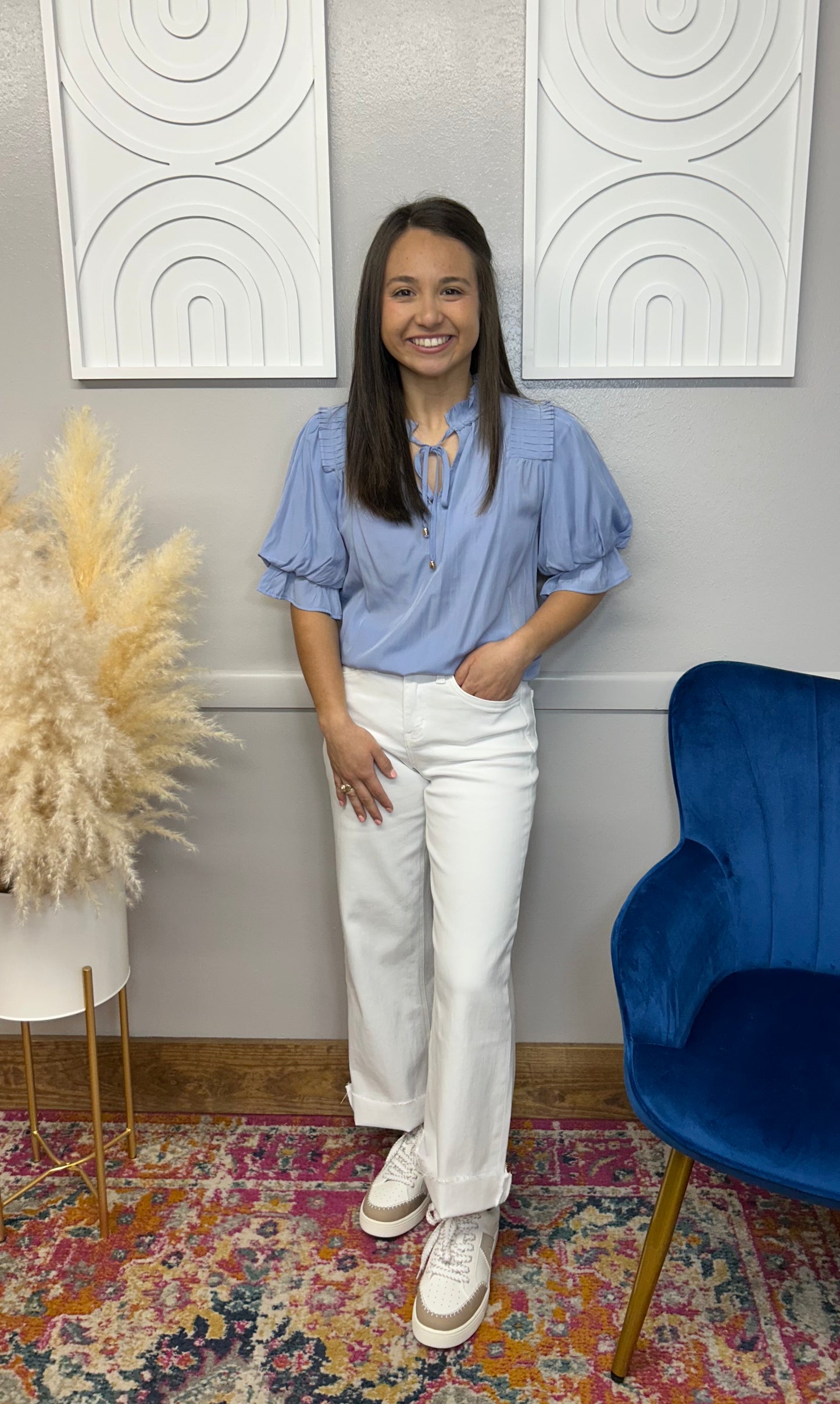SHAY CHAMBRAY ELBOW BLOUSE