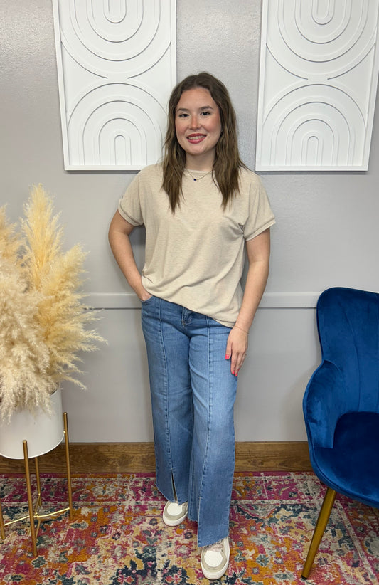 CAMMIE OATMEAL KNIT TOP