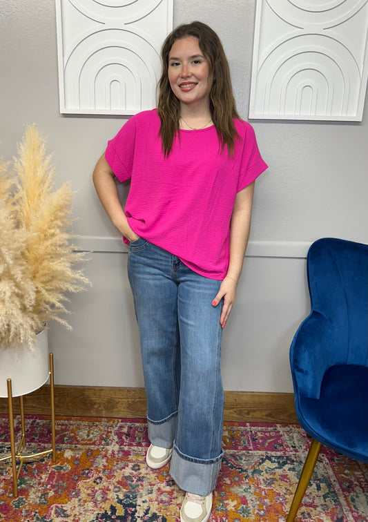 JADE HOT PINK SOLID BLOUSE
