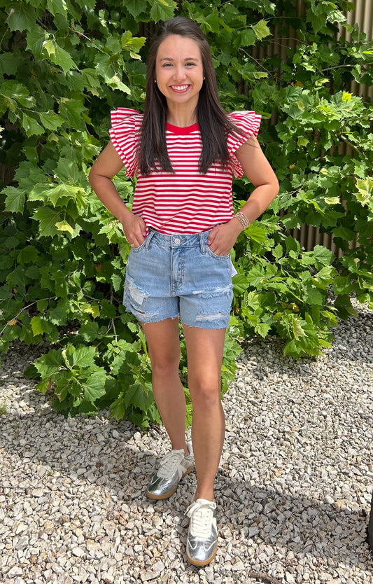 HARPER RED STRIPED KNIT TOP