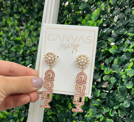 CANVAS STYLE GIG'EM EARRINGS