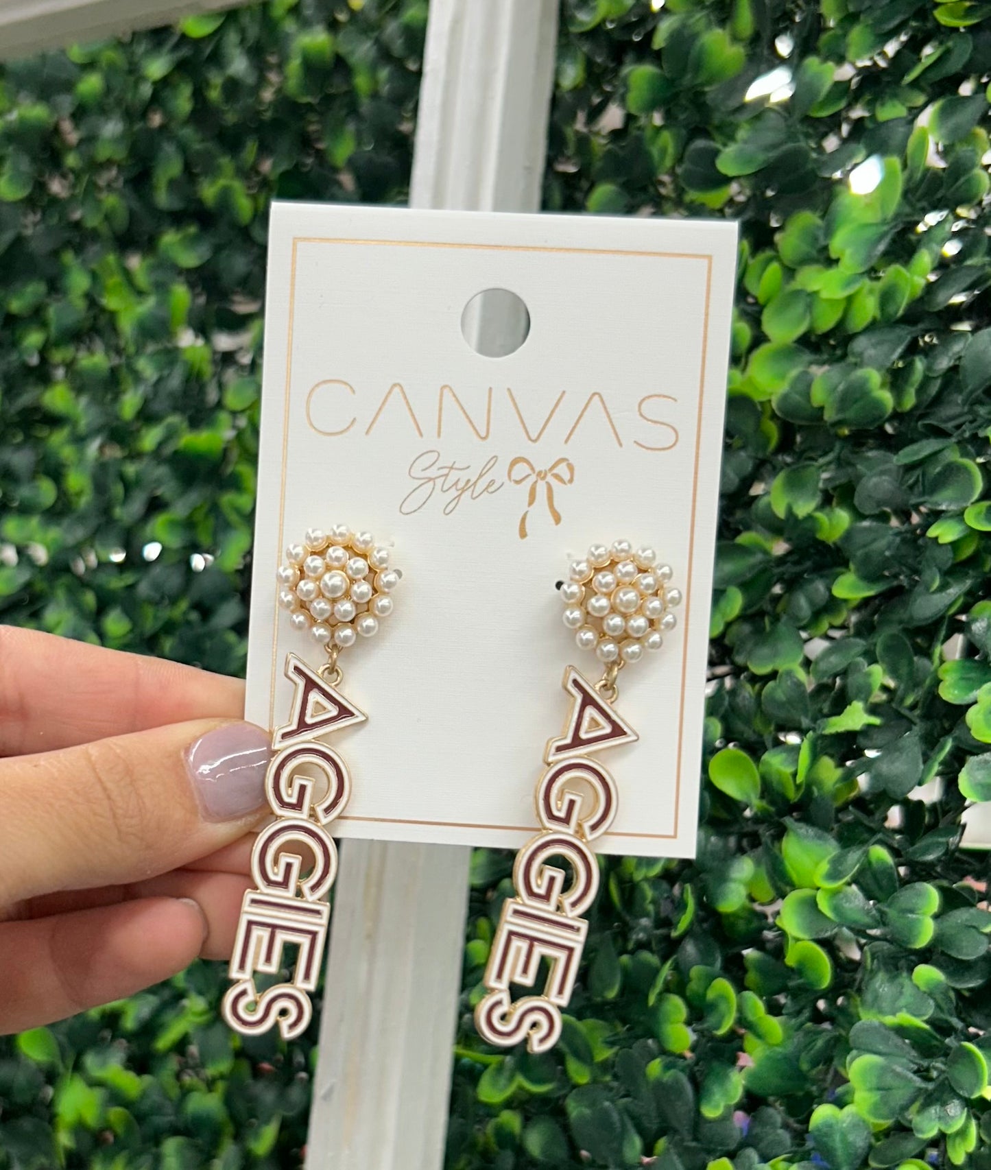 CANVAS STYLE AGGIES EARRINGS