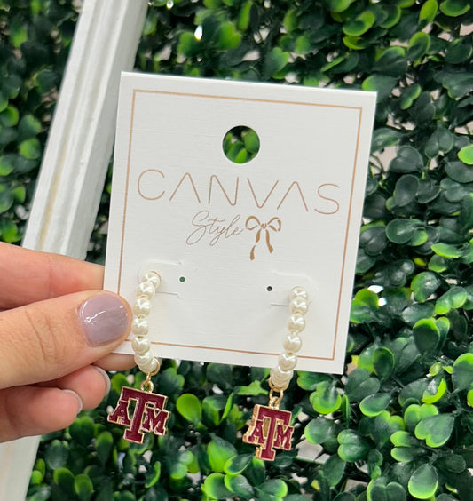 CANVAS STYLE A&M PEARL HOOP EARRINGS