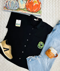 ENTRO BLOUSE BLACK BUTTON DOWN