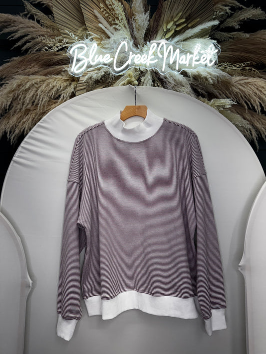 LAVENDER/ CREAM STRIPED SWTR