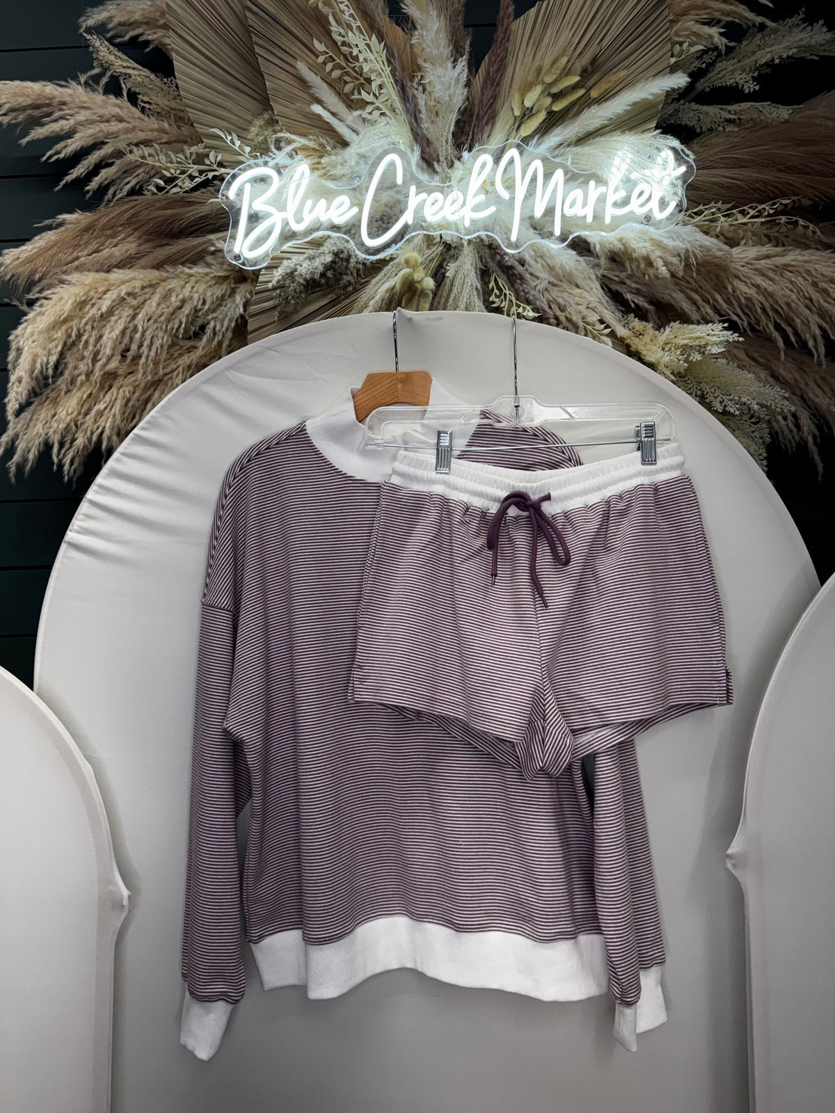 LAVENDER/ CREAM STRIPED SHORT