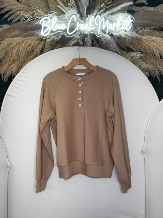 TAUPE KNIT FLRL RAGLAN SLV