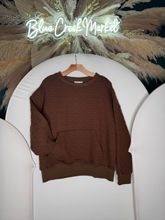 Brown Quilted Pocket Swtsht