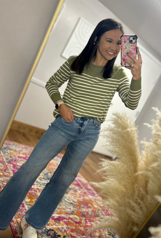 BECKY SAGEWOOD STRIPED SWEATER