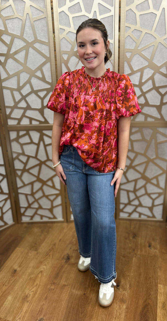 HANNAH RUST COMBO BLOUSE