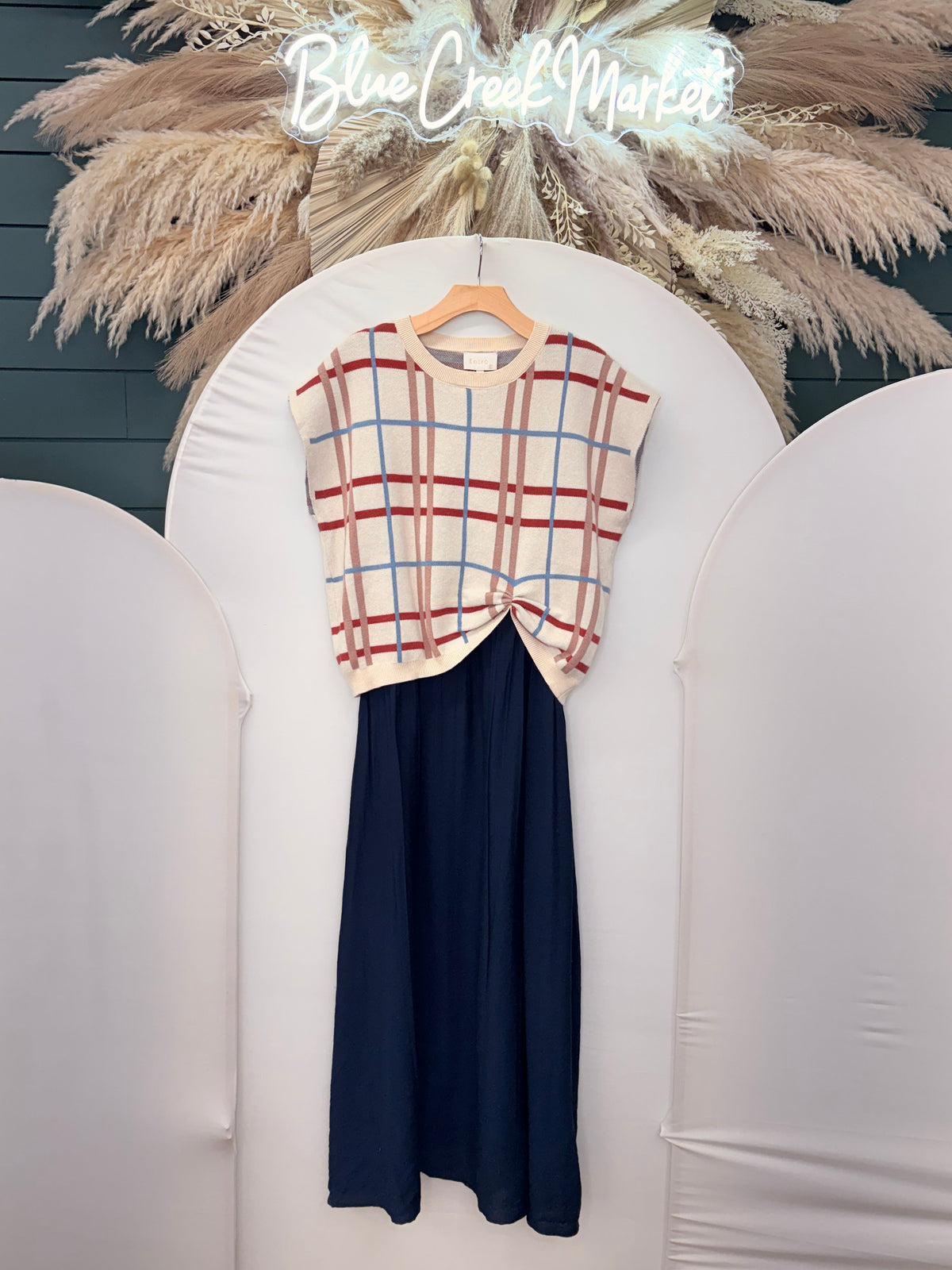 ECRU AND NAVY SWEATER DRESS SET