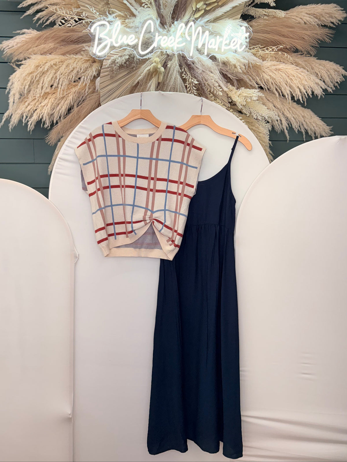 ECRU AND NAVY SWEATER DRESS SET