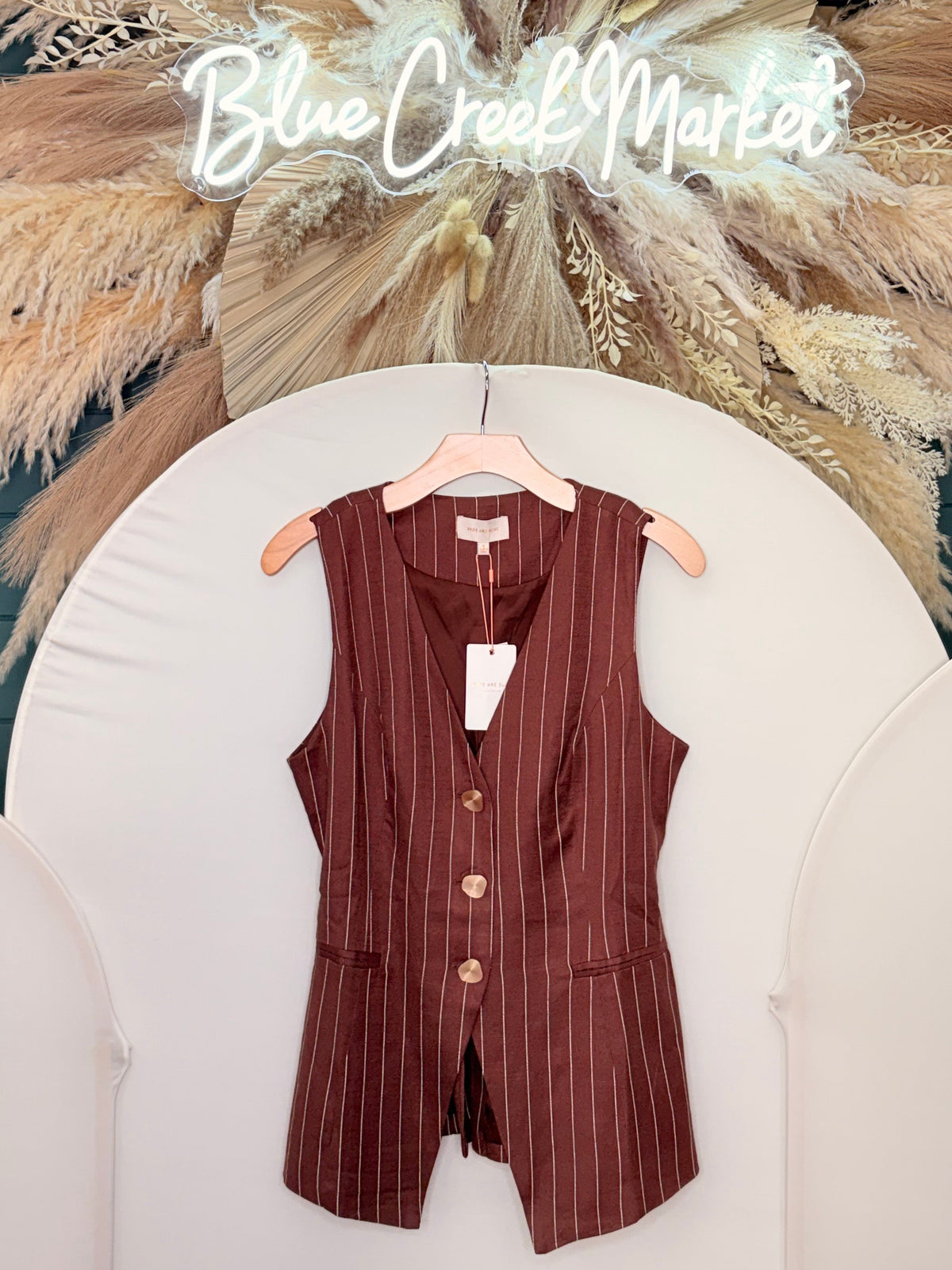 BROWN/IVORY STRIPE VEST