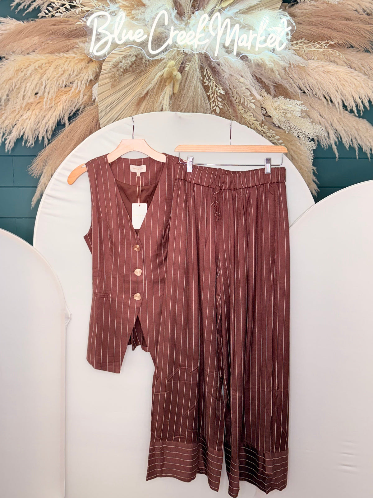 BROWN/IVORY STRIPE VEST