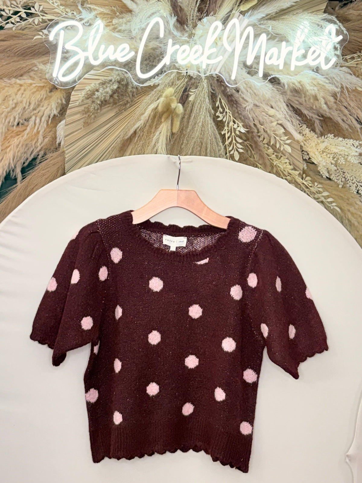 PLUM POLKA DOT SWEATER