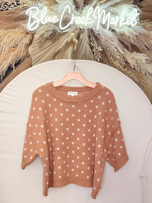 CAMEL POLKA DOT SWEATER