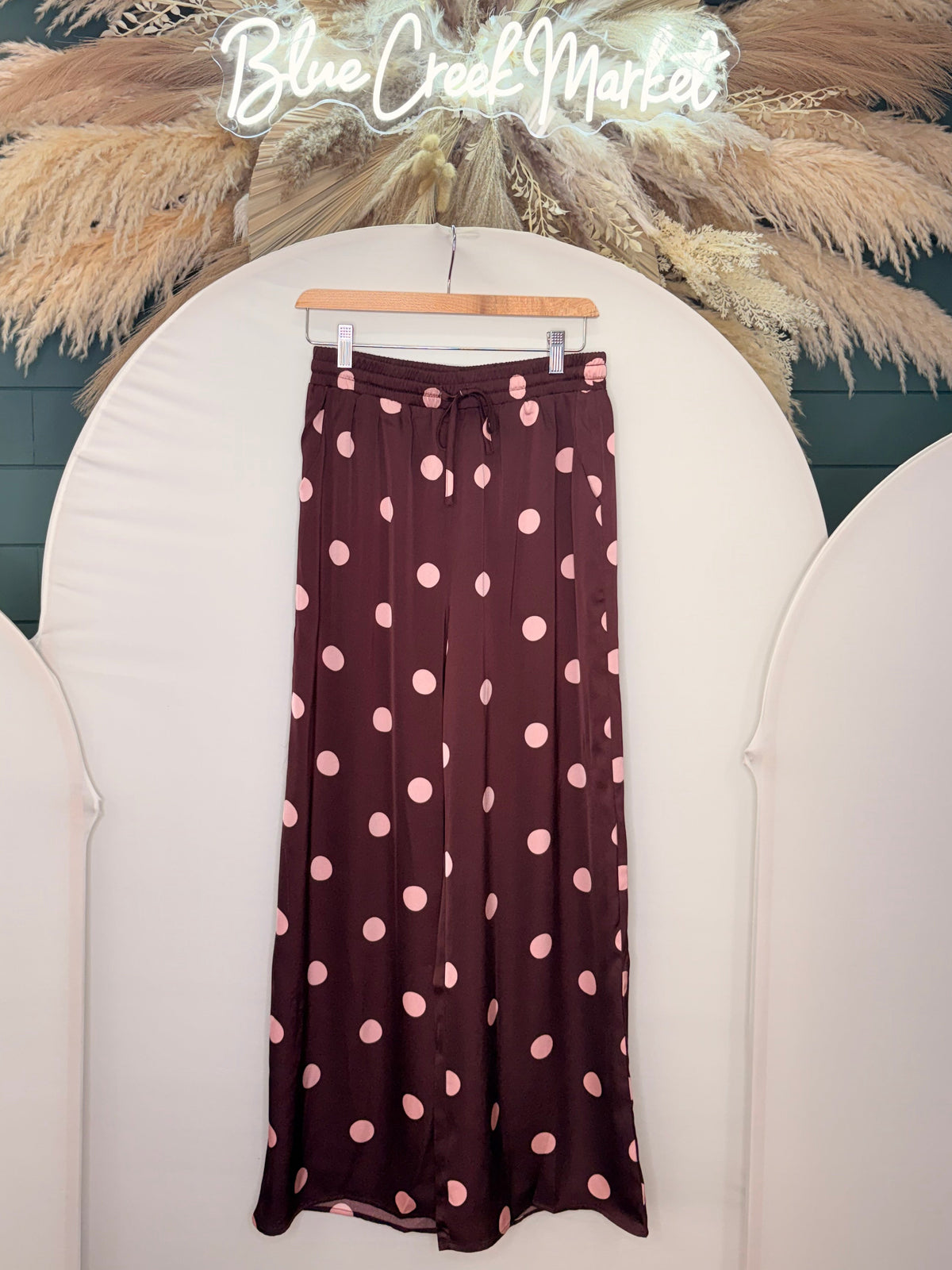 BURGUNDY/PLUM POLK DOT PANT