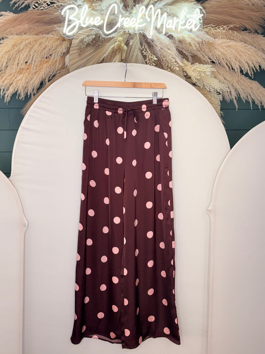 BURGUNDY/PLUM POLK DOT PANT