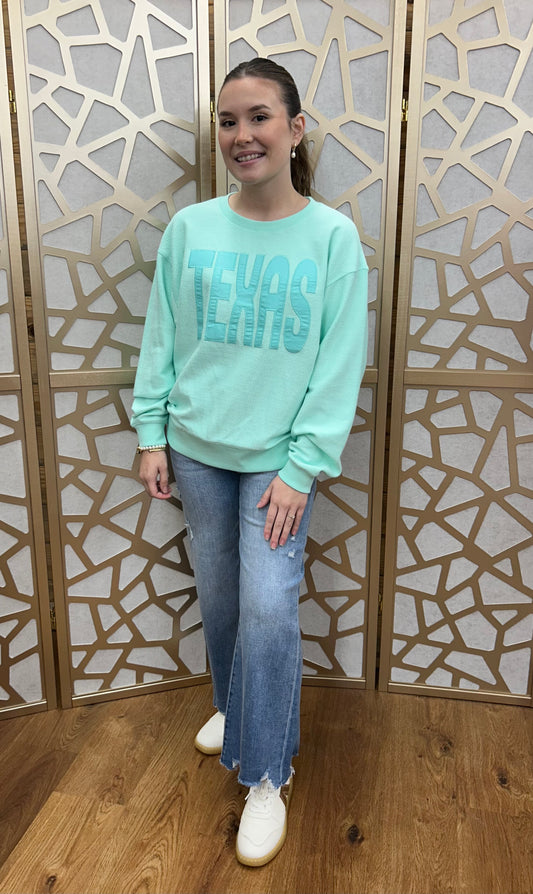 TEAL TEXAS COZYCORD SWEATSHIRT