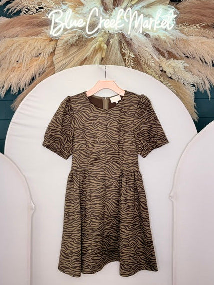 OLIVE ZEBRA DRESS