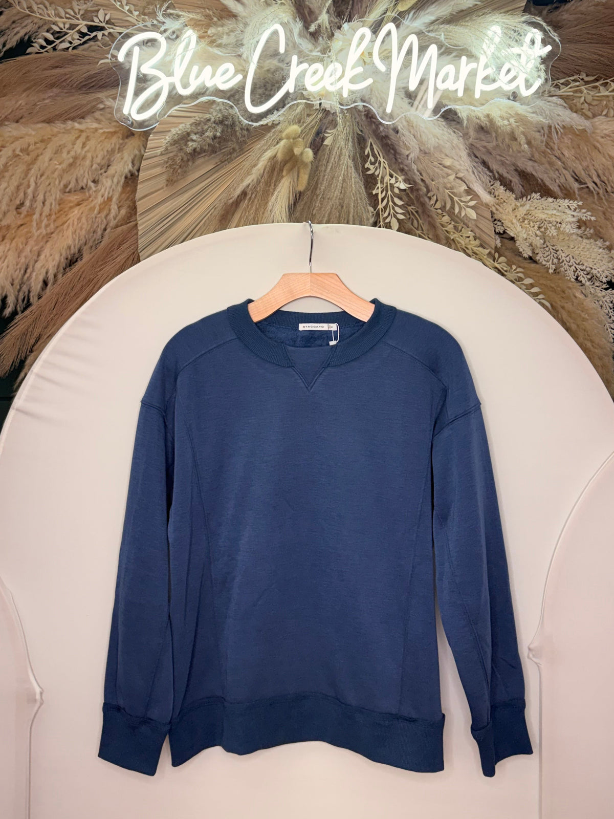 INDIGO RIBBED CREW