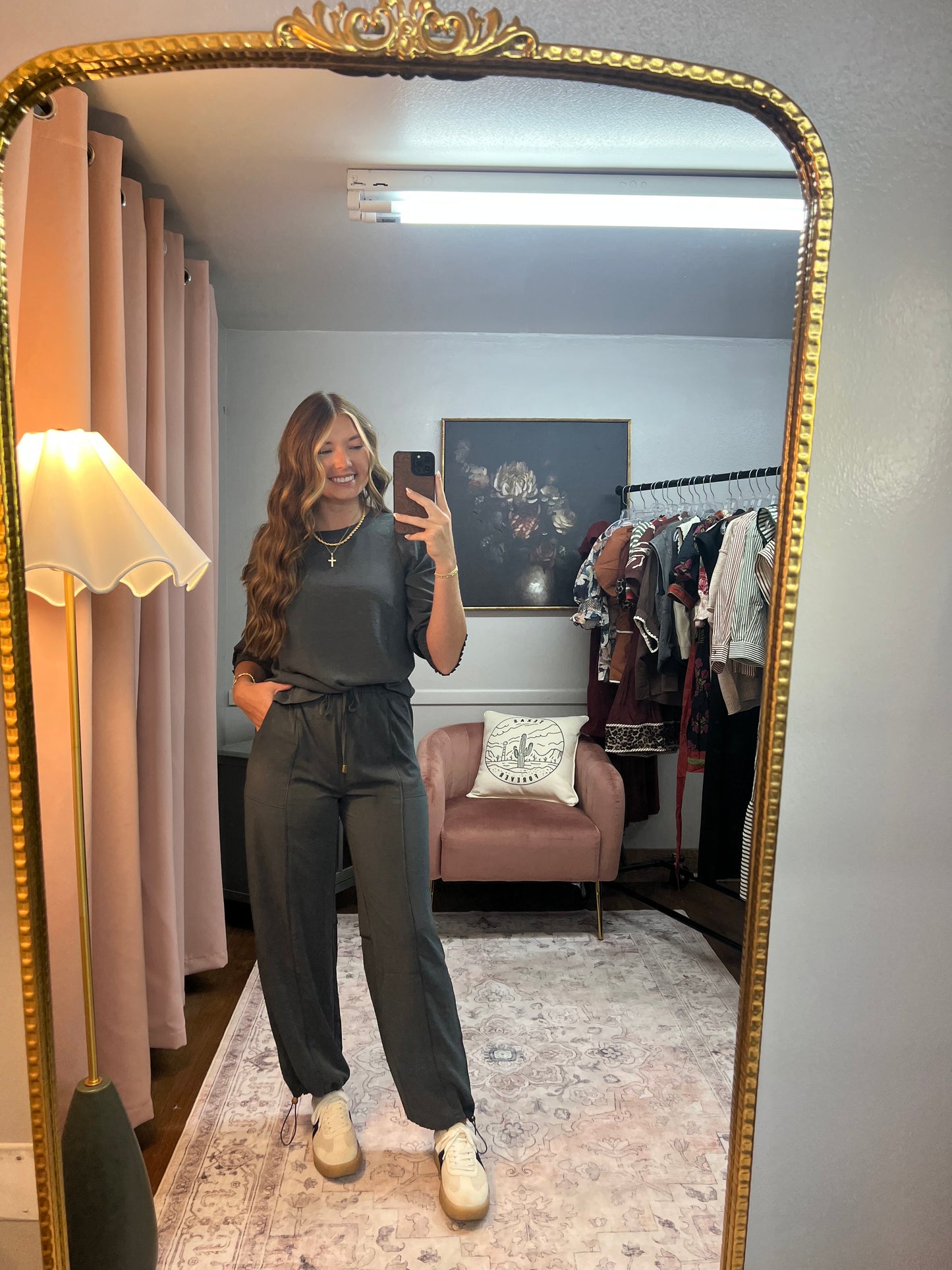 INDIGO SATIN STRETCH PANTS