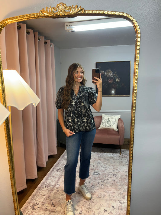 SASHA BLACK FLORAL BLOUSE
