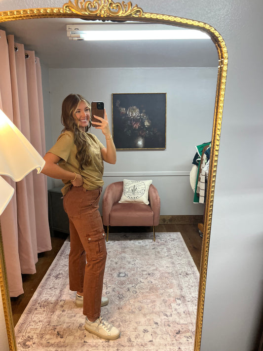 VERVET RED BRICK STRAIGHT CARGO PANT