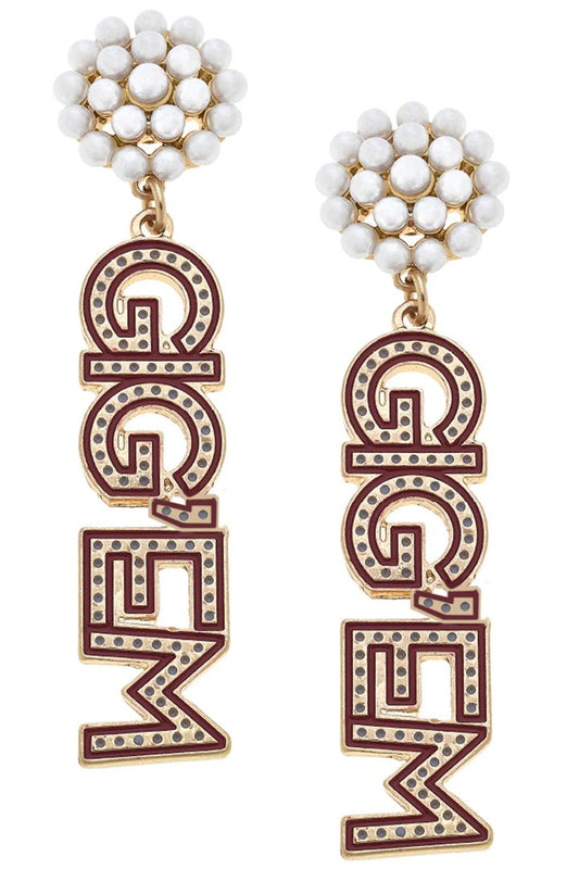 CANVAS STYLE GIG'EM EARRINGS