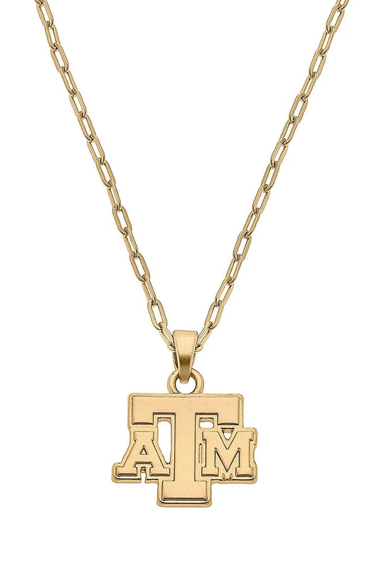 CANVAS STYLE GOLD PLATED A&M NECKLACE