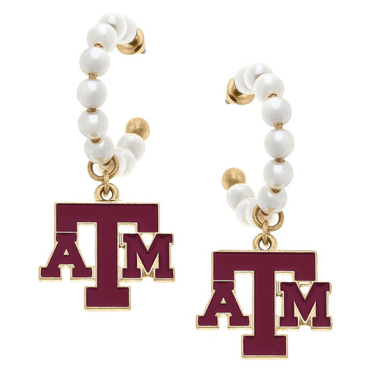 CANVAS STYLE A&M PEARL HOOP EARRINGS